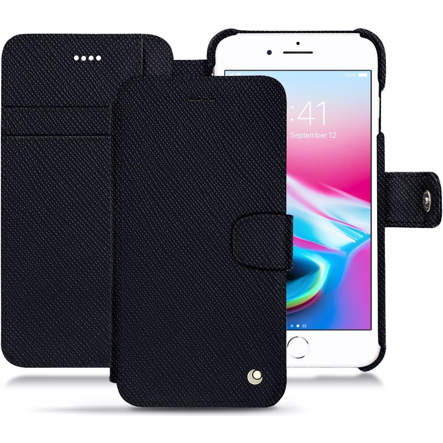 Bild von Noreve Lederschutzhülle Wallet (Apple iPhone 8 Plus), Smartphone Hülle, Schwarz