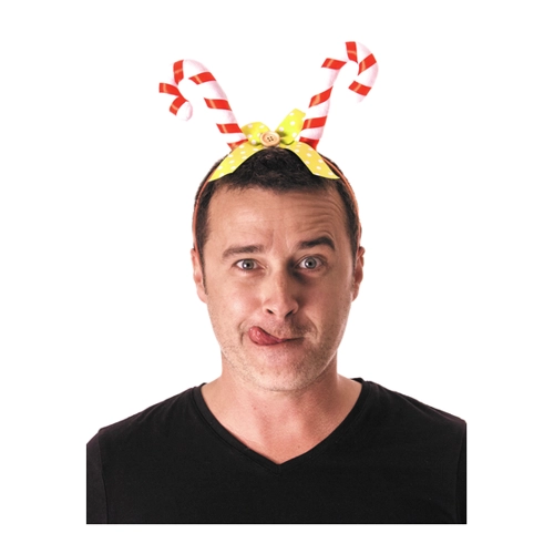 Bild von Party Pro 333179 grün Head Candy, bunt, Zuckerstange Weihnachts-Haarreif rot-weiss