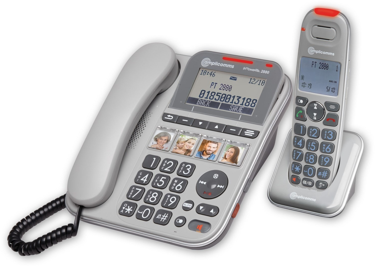 Bild von Amplicomms PowerTel 2880 Schnurloses Seniorentelefon Anrufbeantworter, Freisprechen, für Hörgeräte kompatibel, inkl. Mobilteil, Optische Anrufsignalisierung (ATL1420654)