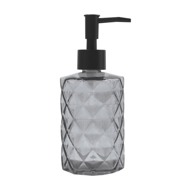 Bild von MSV Seifenspender QUINCY, 100% recyceltes Glas, Oberflächenstruktur in 3D-Optik, nachfüllbar, 300 ml, transparent schwarz