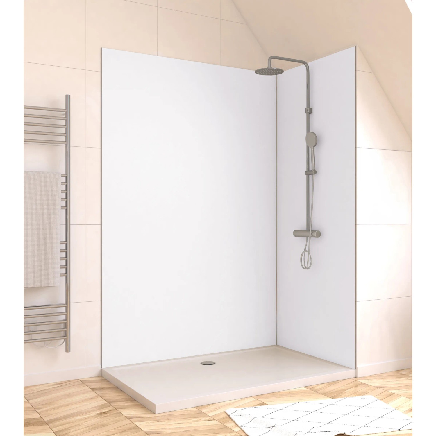 Bild von Aurlane Design-Duschwand Satin Weiß 120 cm x 210 cm x 0,3 cm