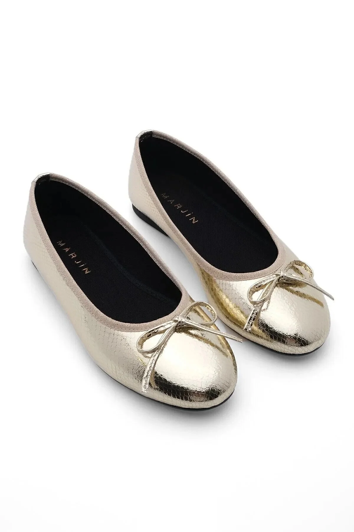 Bild von Marjin Ballerinas Mit Runder Spitze, Adusa Gold Snake für Damen - 38