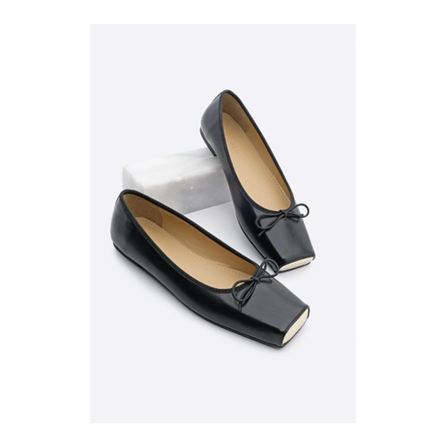 Bild von Marjin Women's Blunt Toe Bow Detaillierte Babet Visor Schwarz für Damen - 37
