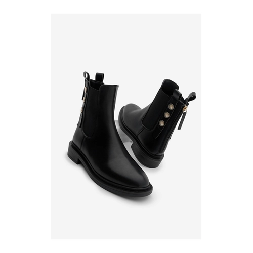Bild von Marjin Schwarze Stiefel von Valone – Lässige Freunde mit goldenen Knöpfen