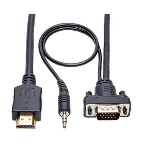 Bild von Eaton Tripp Lite Series HDMI zu VGA + Audio Active Adapterkabel (HDMI auf Niedrigprofil HD15 + 3.5 mm Stecker/Stecker),