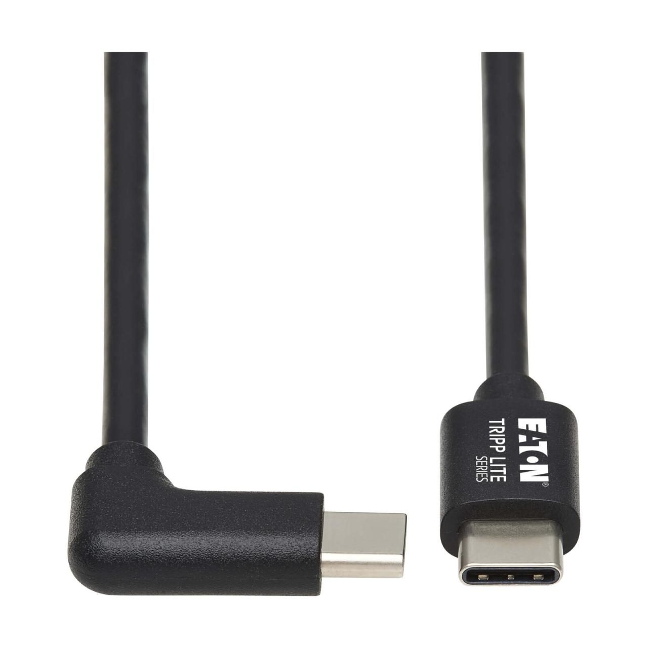 Bild von Eaton Tripp Lite Series USB-C Kabel (Stecker/Stecker) - USB 2.0, Right-Angle Plug, Schwarz, 1 m (3.3 ft.)
