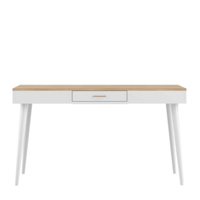 Bild von TemaHome Schreibtisch "Horizon Computertisch mit Holzbeinen, Home Office,", 134cm Breit, mit Schublade