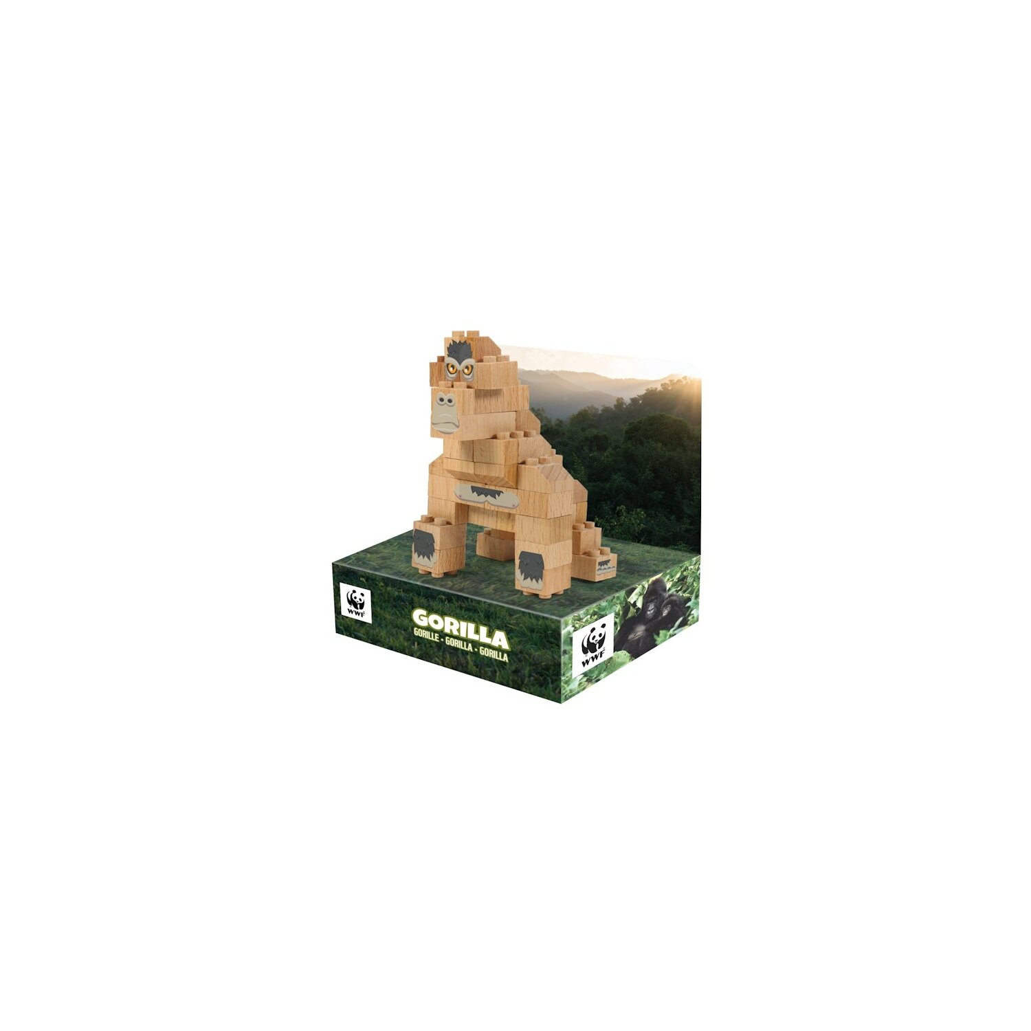 Bild von FabBrix WWF Wooden Bricks Gorila Holzbausteine, Klemmbausteine Holzbaukasten