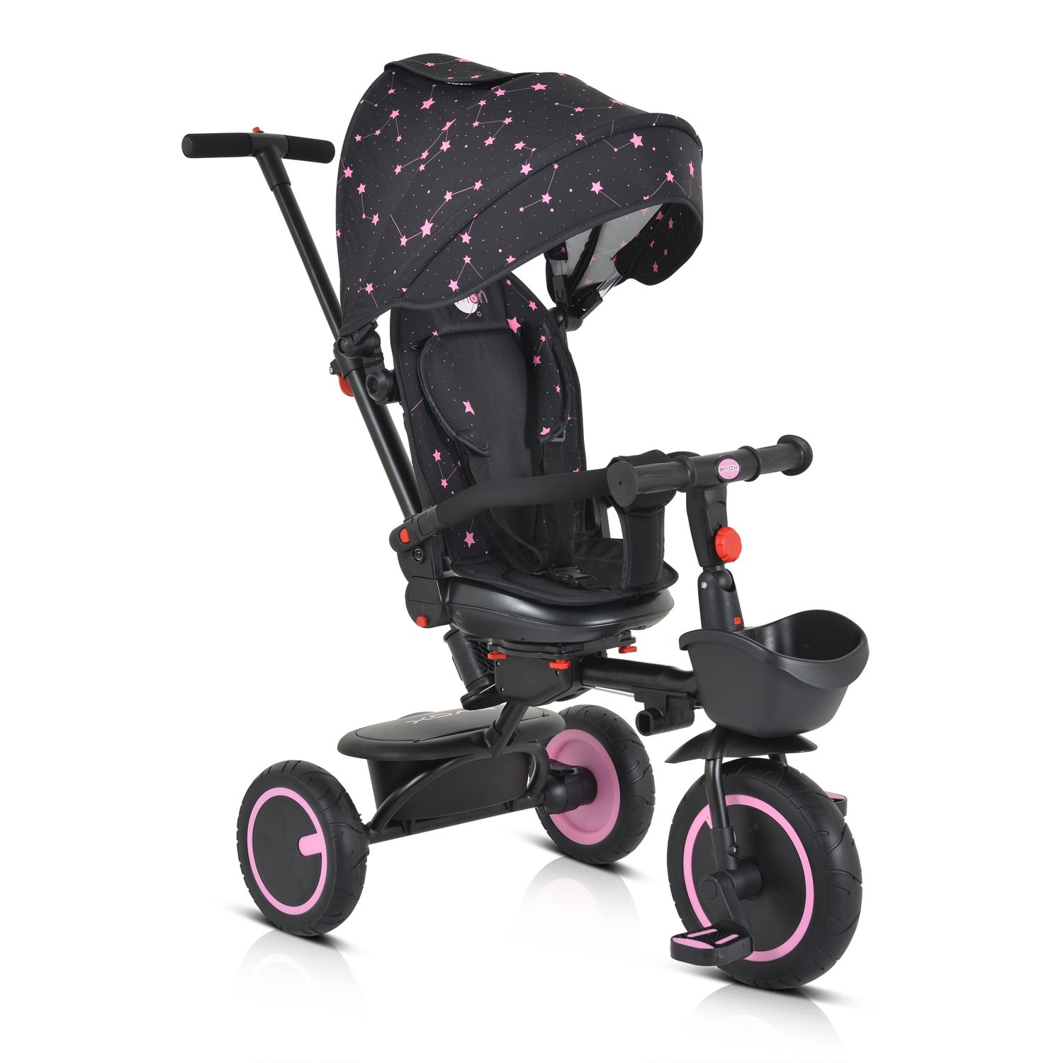 Bild von Byox Dreirad Tricycle Orion faltbar, PU-Reifen, drehbarer Sitz, Schiebestange, Farbe:rosa