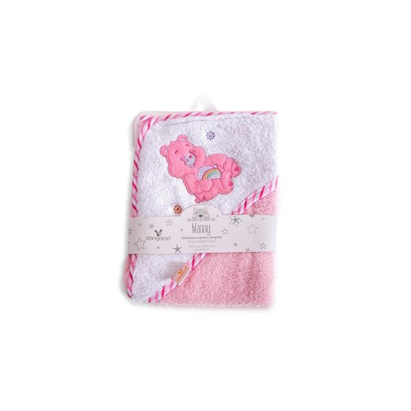 Bild von Cangaroo Baby-Kapuzenhandtuch Manny 76 x 76 cm Babyhandtuch Tiermotiv Baumwolle, Farbe:rosa