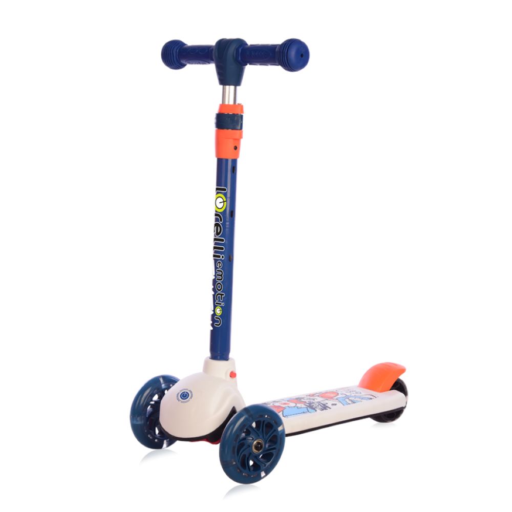 Bild von Lorelli Kinderroller Tamtam 3 Räder, höhenverstellbar, Leuchträder, Fußbremse, Farben:blau