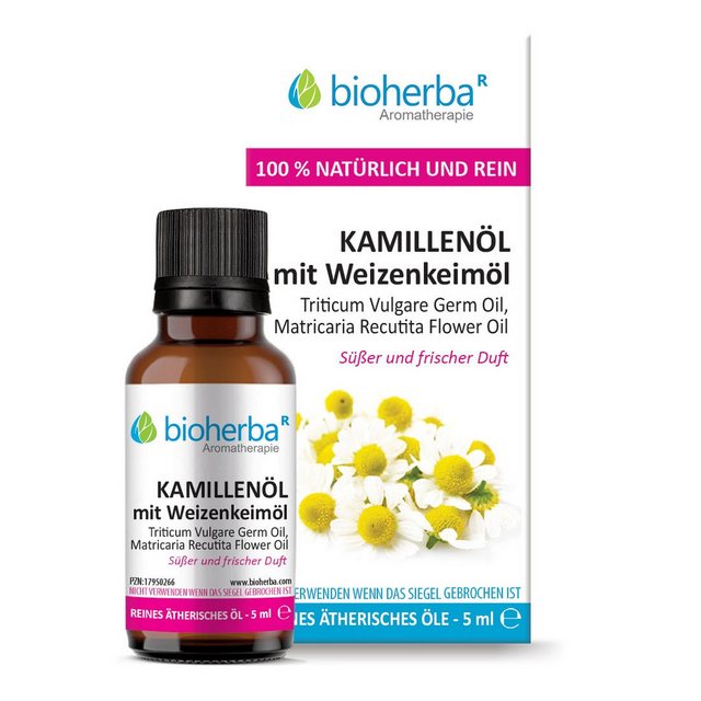 Bild von BIOHERBA R Pflege-Set Kamillenöl mit Weizenkeimöl Reines ätherisches Öl 5 ml