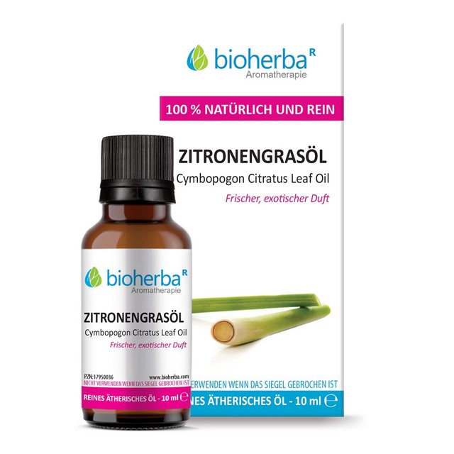 Bild von BIOHERBA R Pflege-Set Zitronengrasöl Reines ätherisches Öl 10 ml
