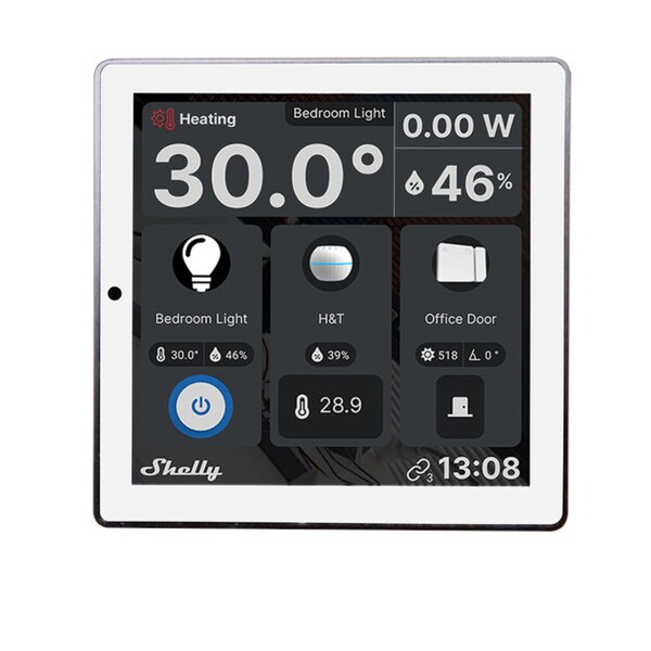 Bild von Shelly Wall Display Weiß | WLAN & Bluetooth EIN intelligentes Bedienfeld mit integriertem 5-A-Schalter und Farbdisplay | Hausautomation | Leistungsüberwachung | iOS Android App | LUX-Sensoren
