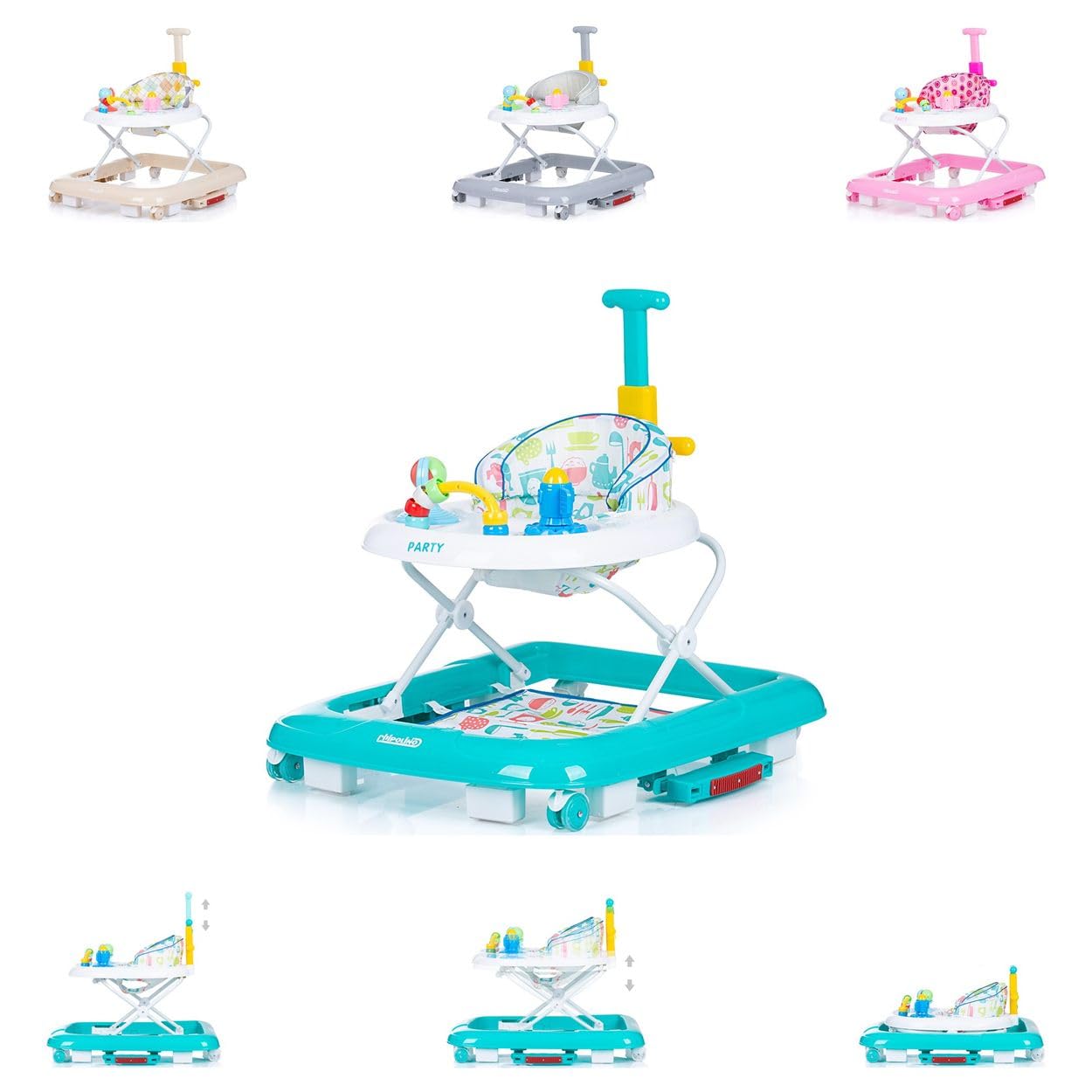 Bild von Chipolino Lauflernhilfe Lauflernwagen 4 in 1 Party, Wippe, höhenverstellbar, Stopper, klappbar