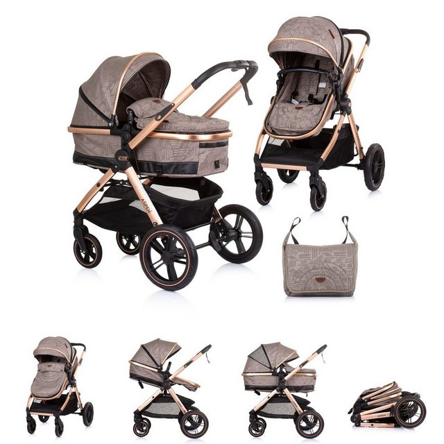 Bild von Chipolino Kombi-Kinderwagen Kinderwagen 2 in 1 Aspen, Wickeltasche Moskitonetz Schwenkräder Korb