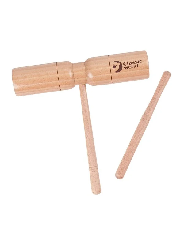 Bild von Classic World Wooden Tone Block with Handle and Stick