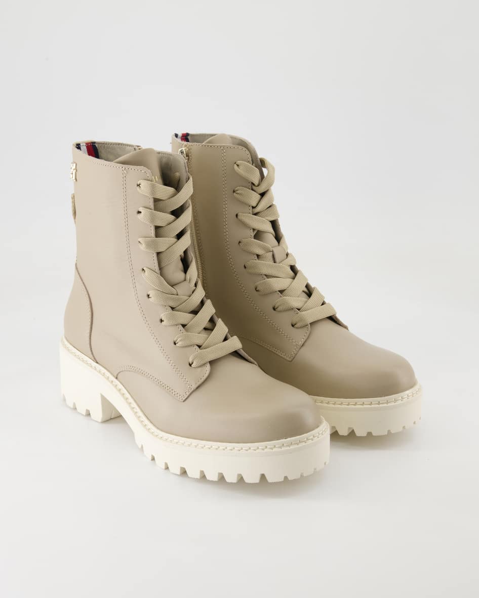Bild von Tommy Hilfiger Schuhe - Chic Mid Heel Leather Lace-up Glattleder (Beige, Gr. 38)