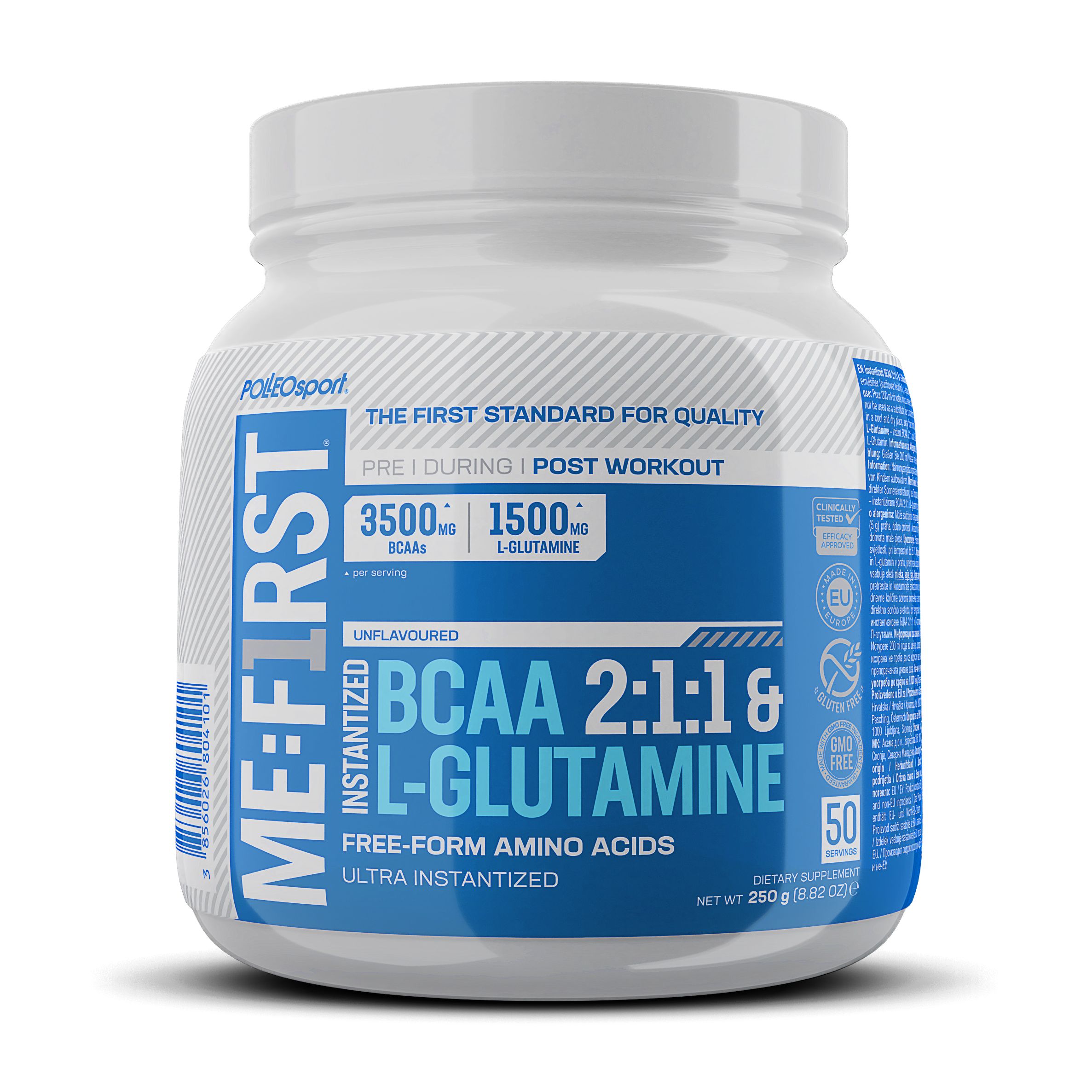 Bild von Polleo Me:First Instantized BCAA 2:1:1 & L-Glutamine, 250 g, Unflavoured