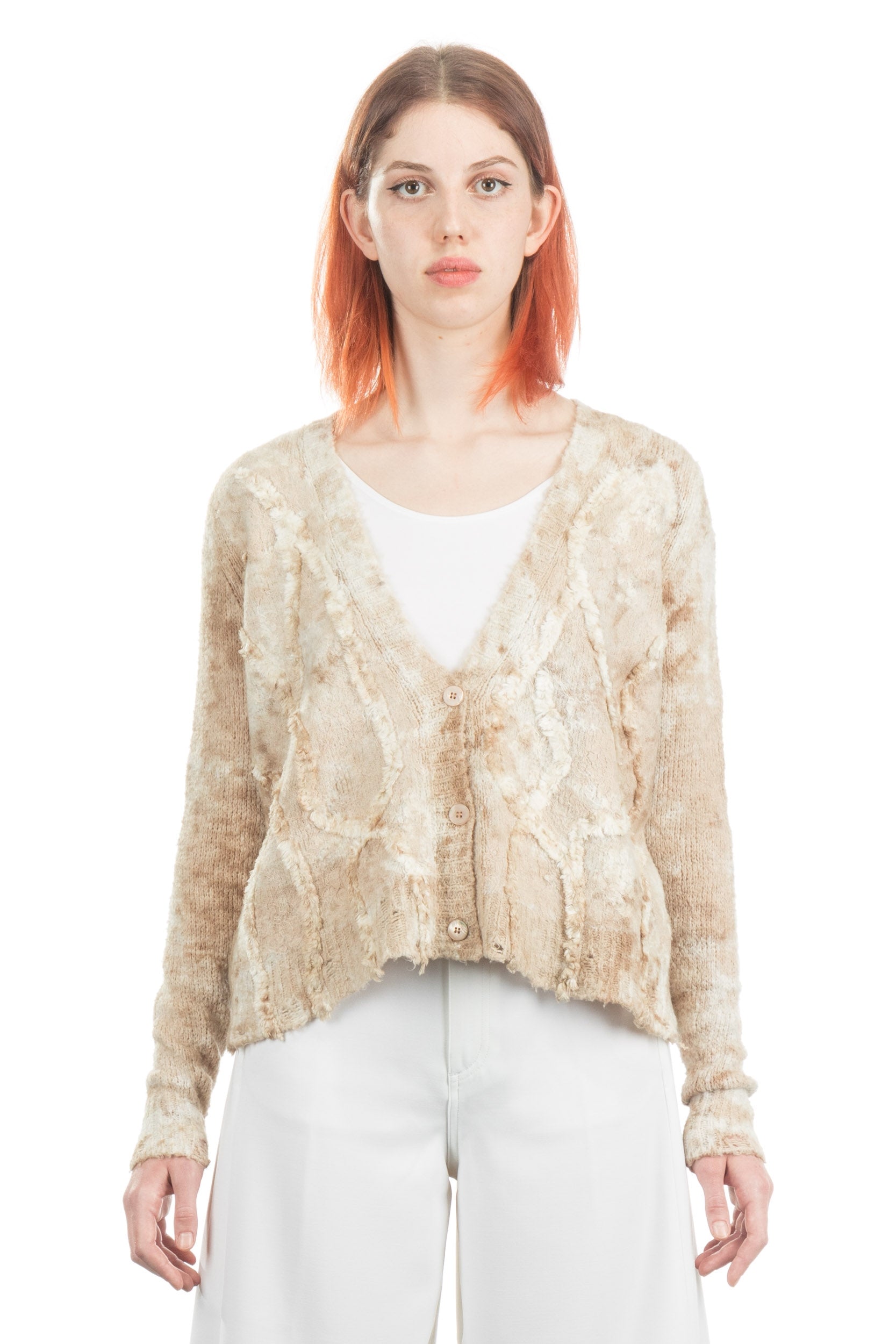 Bild von AVANT TOI Damen Cardigan mit Strick-Applikationen beige braun