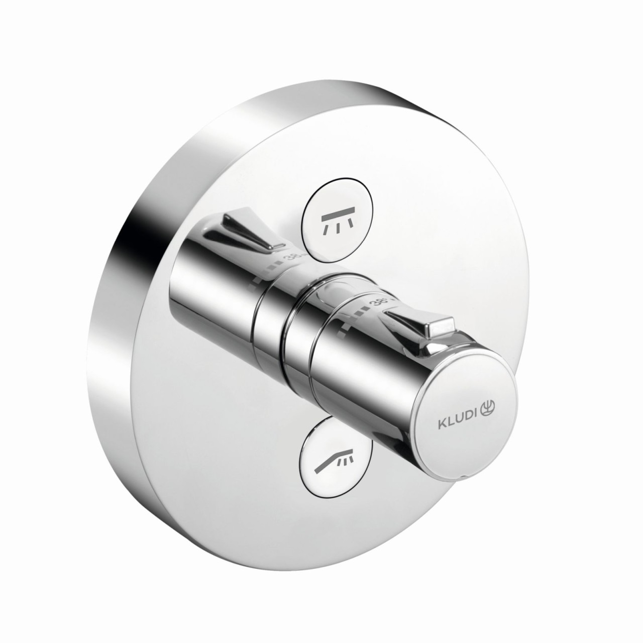 Bild von Kludi PUSH UP-Thermostatarm. mit Druck- taste für 2 Verb., rund chrom, 389120538 389120538