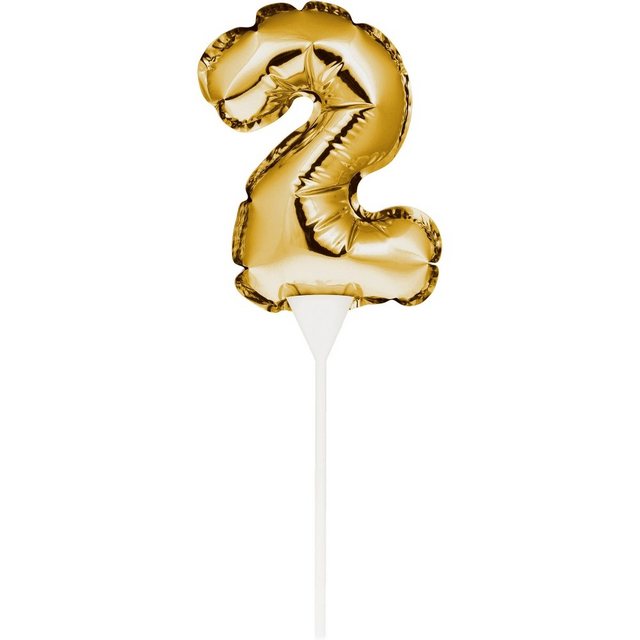 Bild von Creative Converting Tortenstecker Selbstaufblasende Kuchenpicker Zahlen in Gold Kuchendekoration 0-100, (Aufblasbare Zahl + Tortenstecker zum Befestigen)