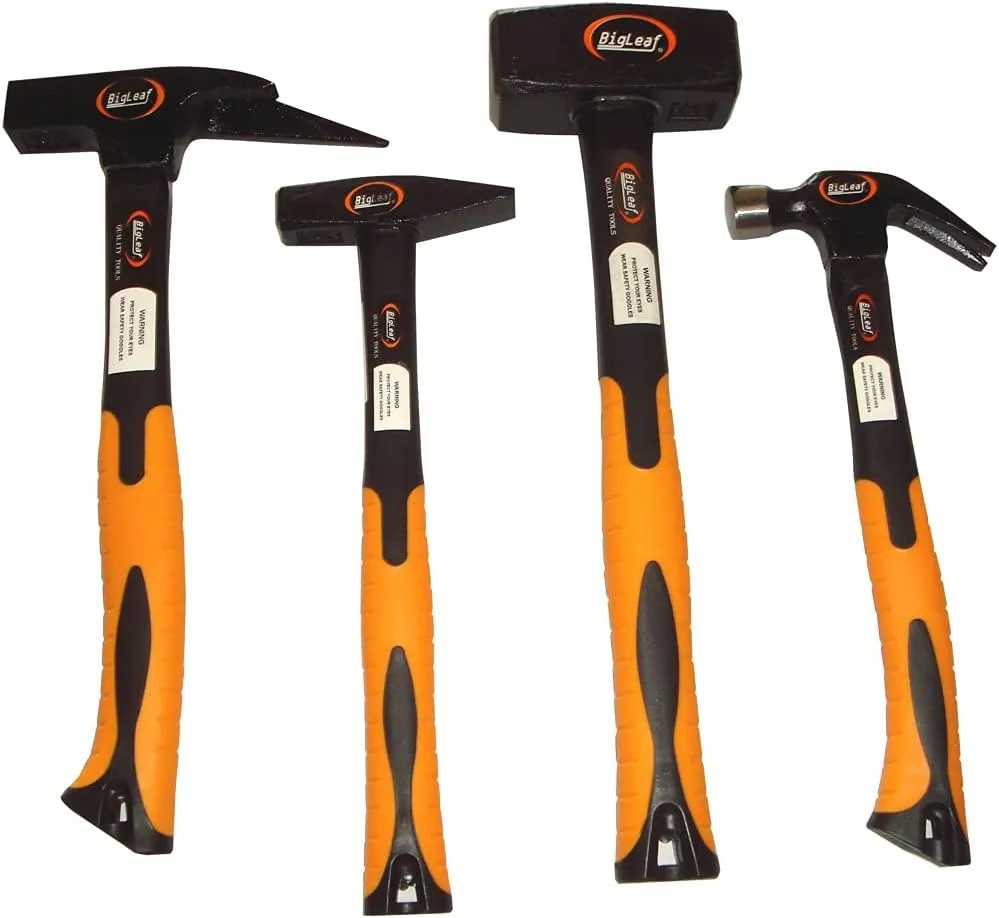 Bild von 4-teiliges Hammer Set mit Fiberglas Griff und extra langem Nagelzieher