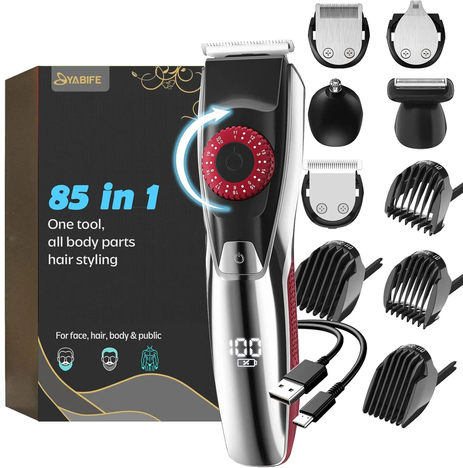 Bild von 40 Präzisions Barttrimmer Herren mit Folienrasierer und All-in-One Funktion für Haar und Körperbehaarung
