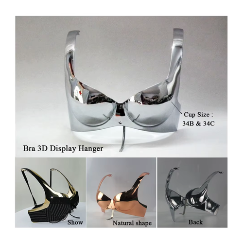 Bild von 34c Cup Size Lady BH Display – Kunststoff Kleiderbügel im Metall-Effekt