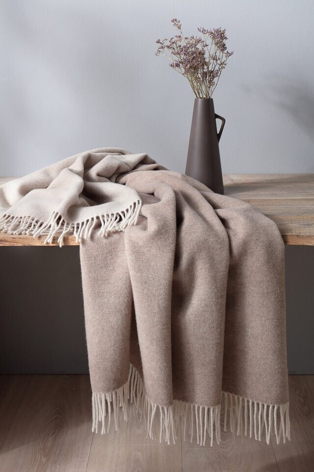 Bild von Biederlack Fransenplaid Kaschmirdecke Kaschmirplaid Natur-Sand Kaschmir Wolle Maße: 130 x 170 cm, 747211
