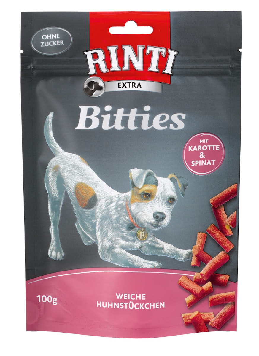 Bild von Rinti Hunde-Natursnacks Bitties Extra Huhn mit Karotten und Spinat 100 g