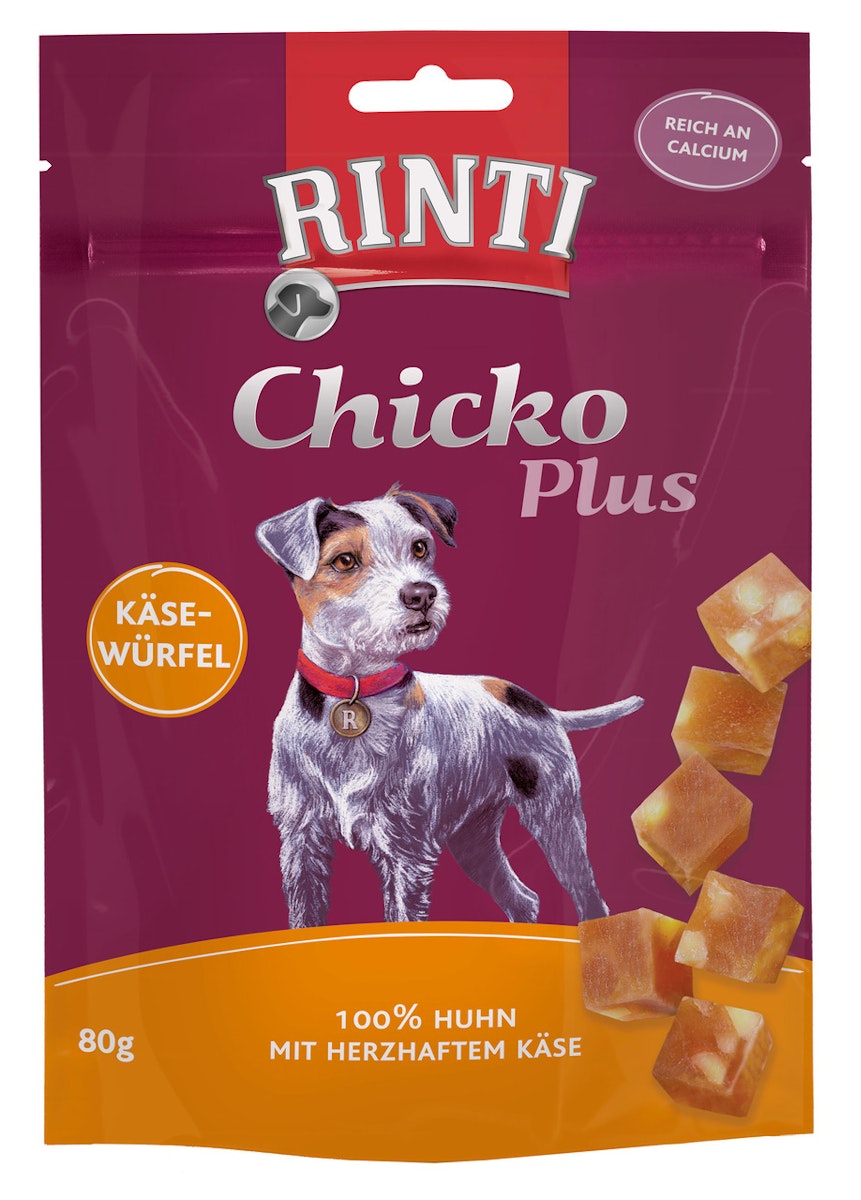Bild von RINTI Chicko Plus 80 Gramm Hundesnacks Käsewürfel mit Huhn