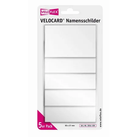 Bild von Veloflex 2014105 - Namensschild VELOCARD, 90 x 57 mm, aus Hart-PVC, mit Clip und Nadel, glänzend transparent, 5 Stück