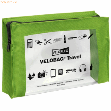 Bild von Veloflex 2705341 - VELOBAG Travel DIN A5 Kleinkrambeutel Reißverschlusstasche Mehrzwecktasche, Textil und PVC, grün, 1 Stück