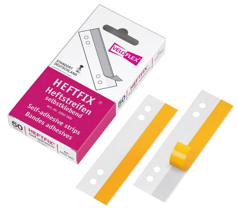 Bild von VELOFLEX Heftstreifen, selbstklebend HEFTFIX transparent Kunststoff - 50 Stück