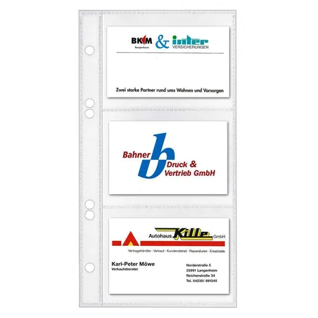 Bild von VELOFLEX 5352000 - Visitenkartenhüllen 110 x 210 mm, für 6 Karten pro Hülle, transparent, 10er Packung