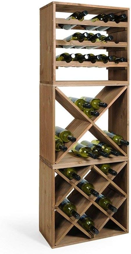 Bild von Kesper Weinflaschen-Regalsystem, Flaschenregalsystem, Flaschenhalter, aus FSC®- Kiefernholz, 500 x 500 x 250 mm, braun
