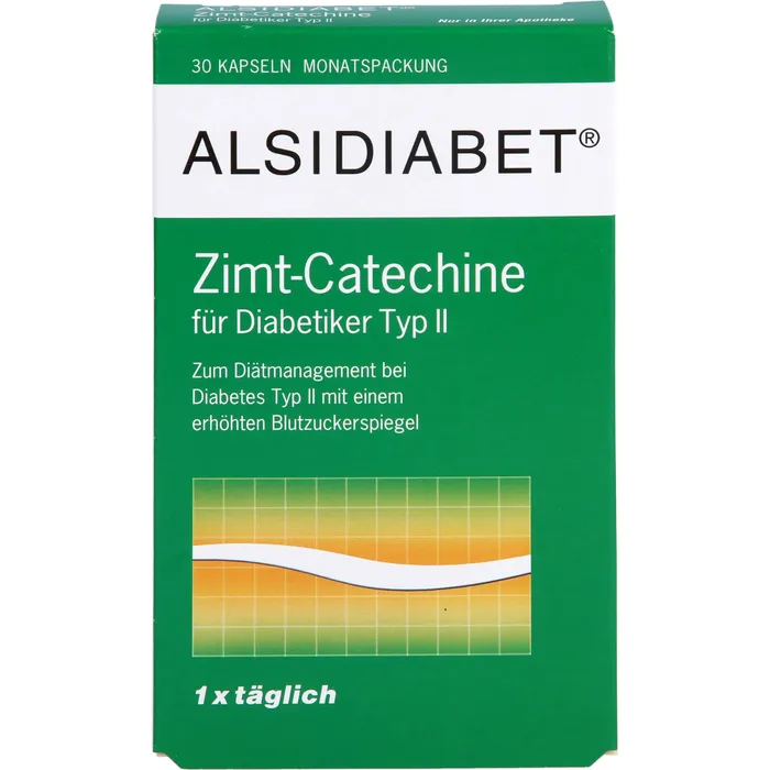 Bild von Alsidiabet Zimt Catechine 30 Kapseln - Zum Diätmanagement bei Diabetes Typ II mit einem erhöhten Blutzuckerspiegel.