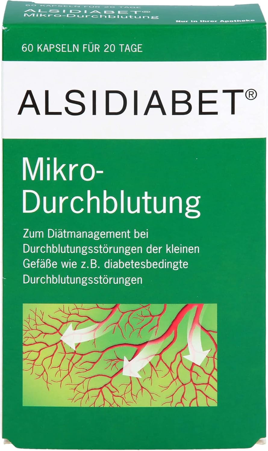 Bild von Alsidiabet Diabetiker Mikro Durchblutung 60 Kapseln - Zum Diätmanagement bei Durchblutungsstörungen der kleinen Gefäße