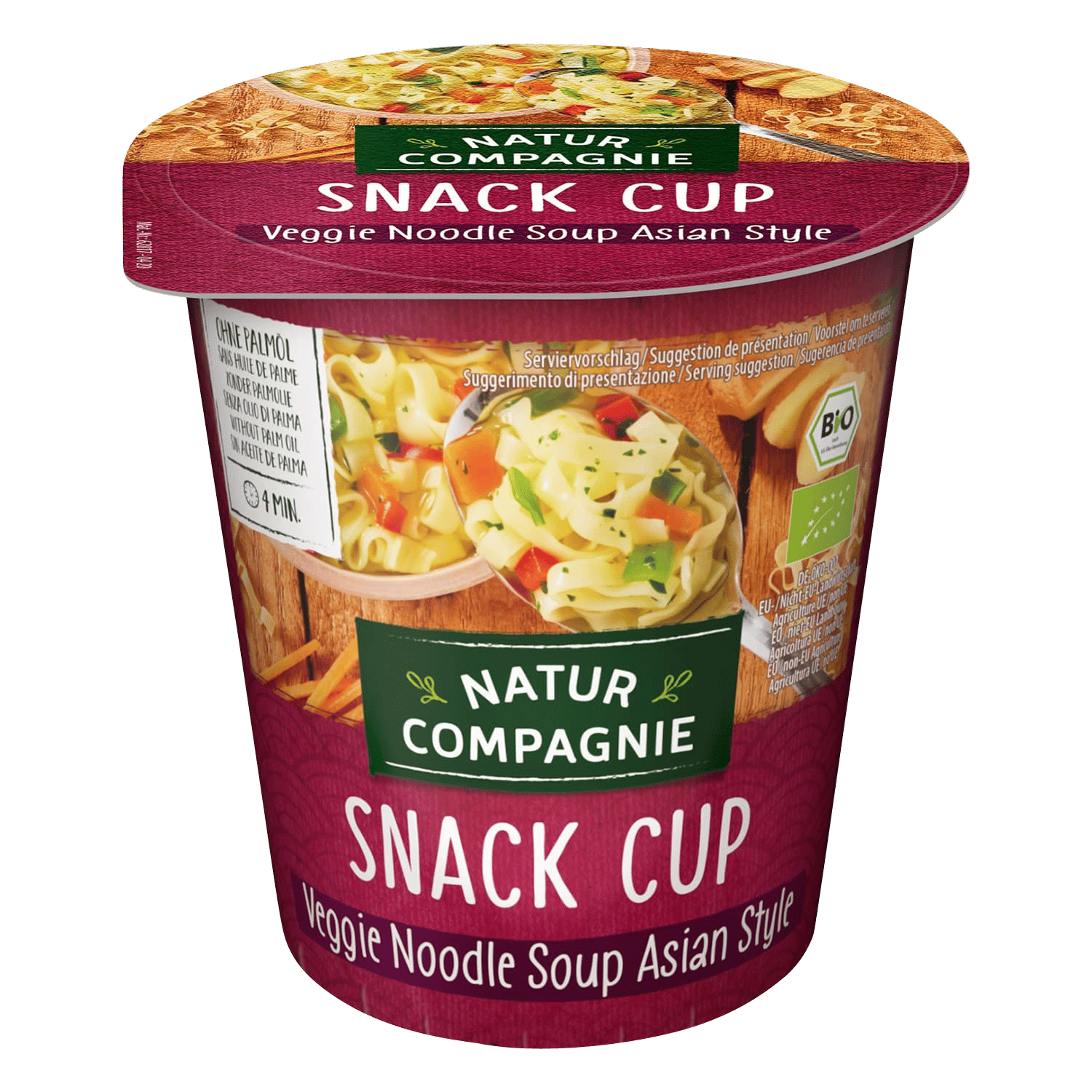 Bild von Natur Compagnie Vegetarische Bio-Gemüsesuppe mit Nudeln "Snack Cup" Asian Style, 55g