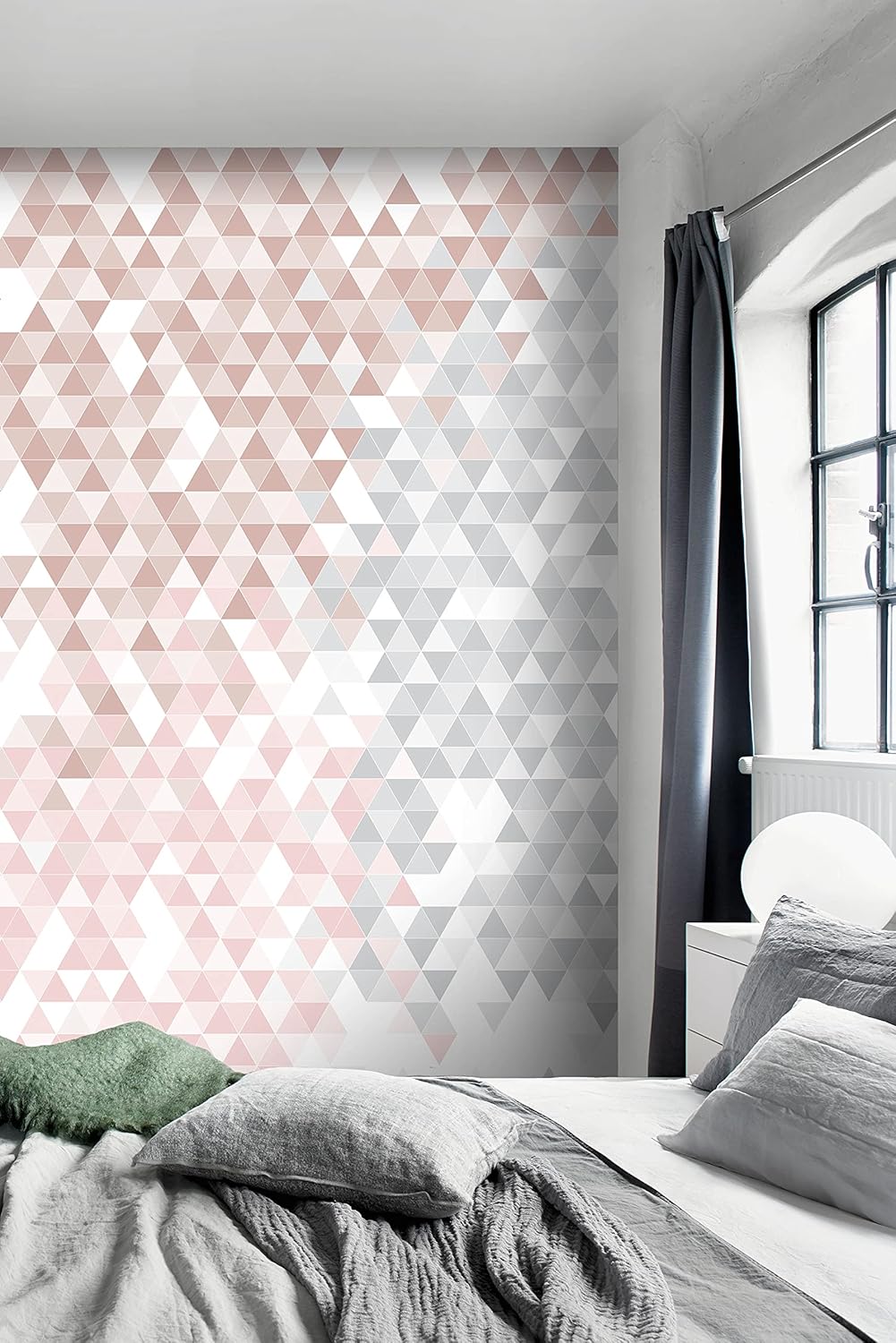 Bild von Rasch Tapeten 100822 - Fototapete mit geometrischem Motiv aus kleinen Dreiecken in Rosa aus der Young Artists Kollektion - 2,80m x 1,86m (L x B)