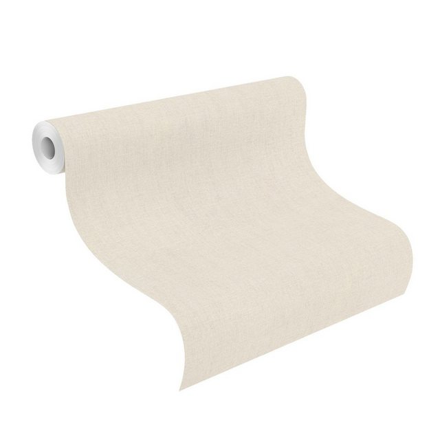 Bild von Rasch Vliestapete Florentine III 484533 Uni Leinen Hell 10,05x0,53m