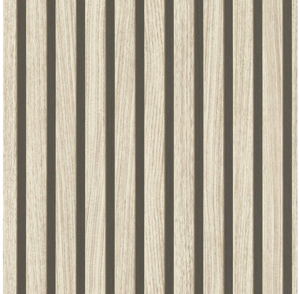 Bild von Rasch Vliestapete Holz Optik Paneele Streifen Beige Schwarz 499315 Factory V