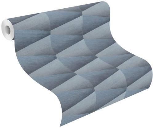 Bild von Rasch Tapeten Vliestapete (Grafisch) Blau silberne 10,05 m x 0,53 m Composition 554656