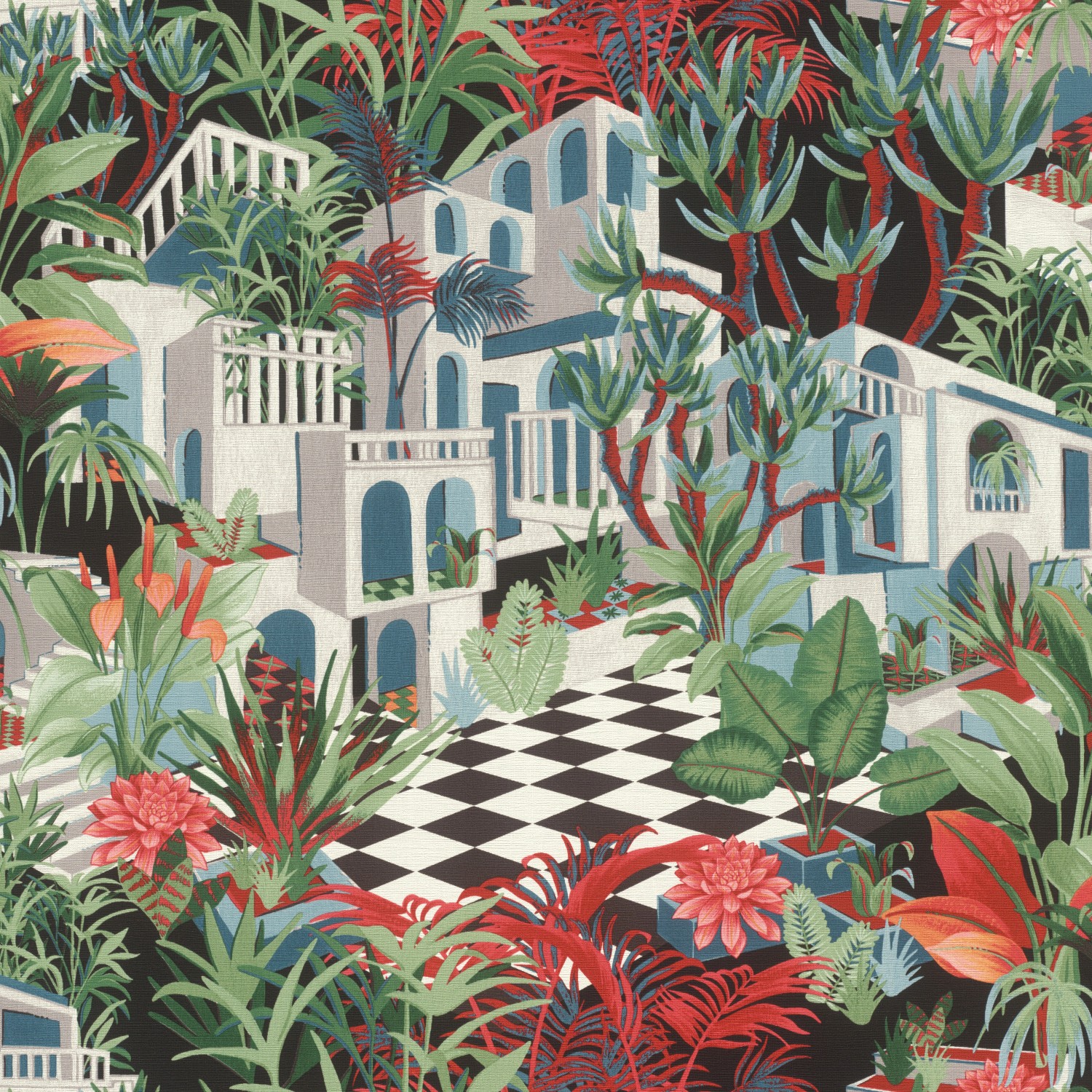 Bild von Rasch Vliestapete Tropical House 687408 Landschaft Ziegelrot 10,05 m x 0,53 m