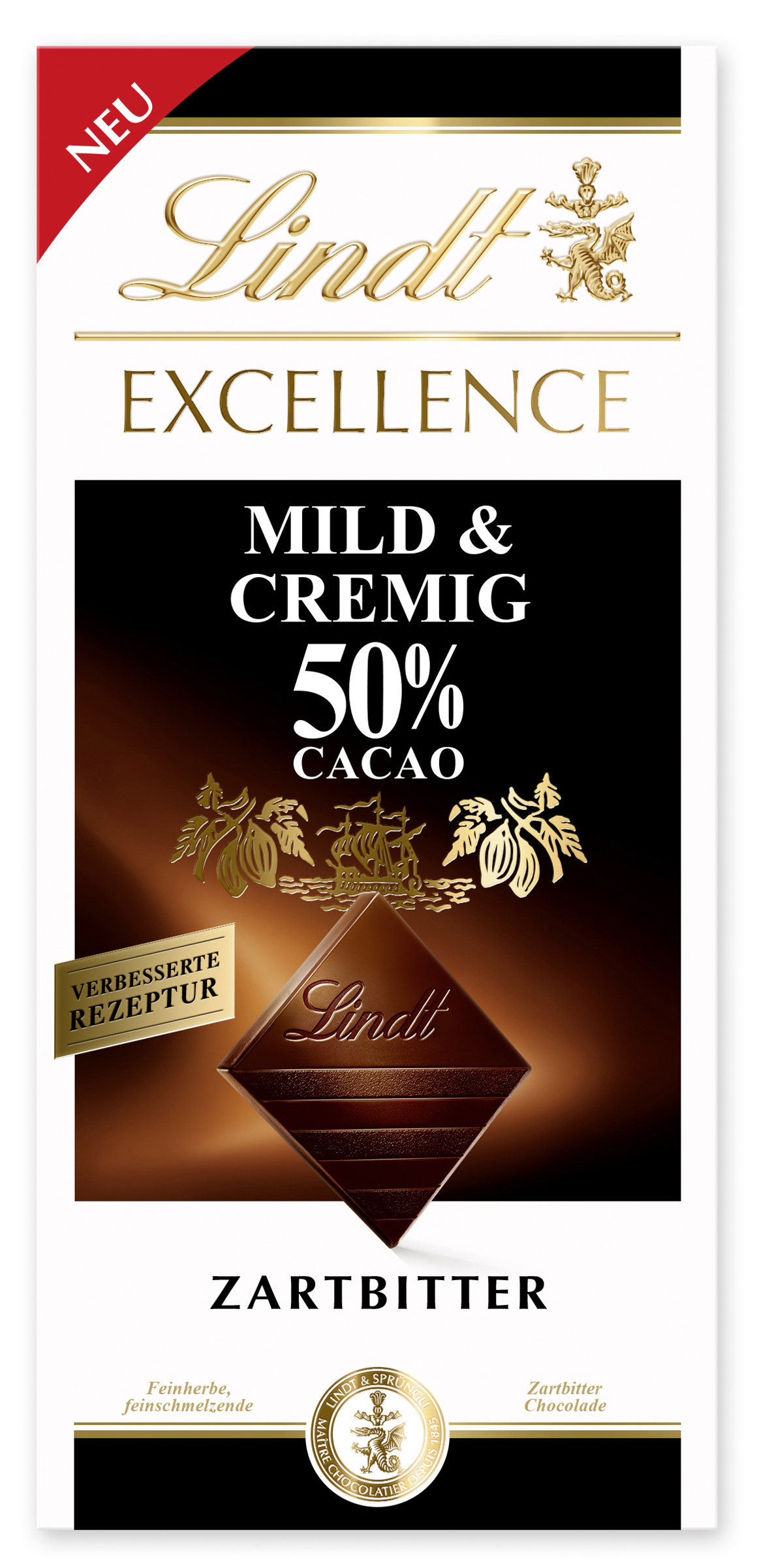 Bild von Lindt Excellence 50% Mild &amp; Cremig Zartbitter 100g