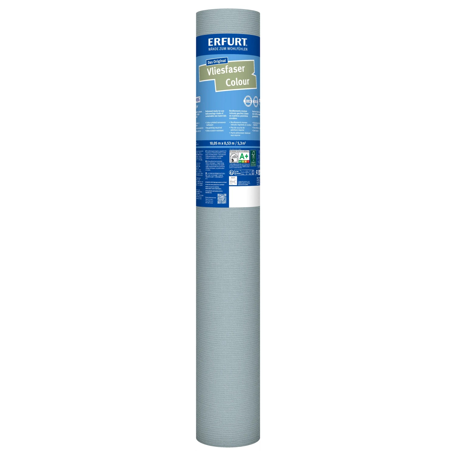 Bild von Erfurt Vliesfaser Colour 302-7 Hellblau 10,5 m x 0,53 m