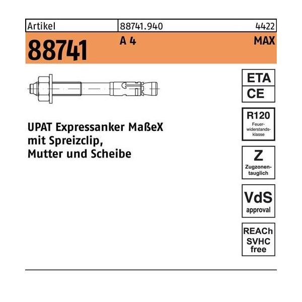 Bild von 20 Stk. Upat Expressanker R 88741 MAX 16/50/173 A 4 20 Stück 088741940000160050