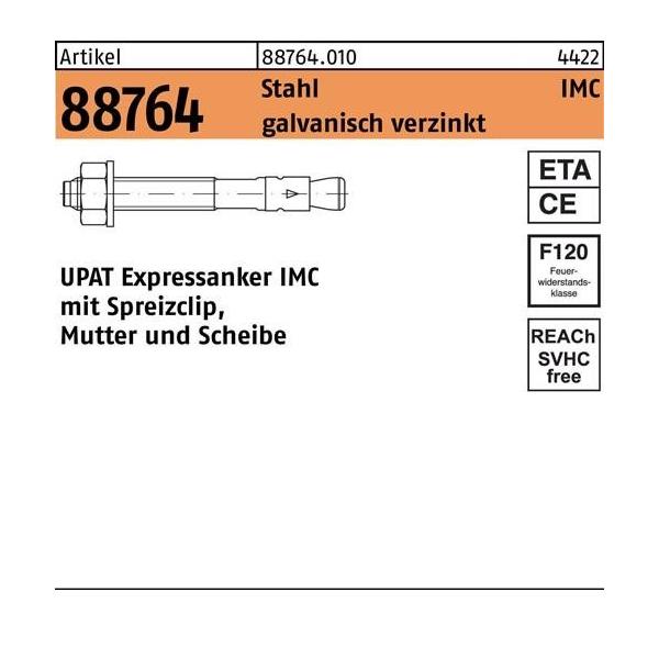 Bild von Upat, Dübel, Expressanker R 88764 IMC 10/ 50/126 Stahl galvanisch verzinkt (50 Stk.)
