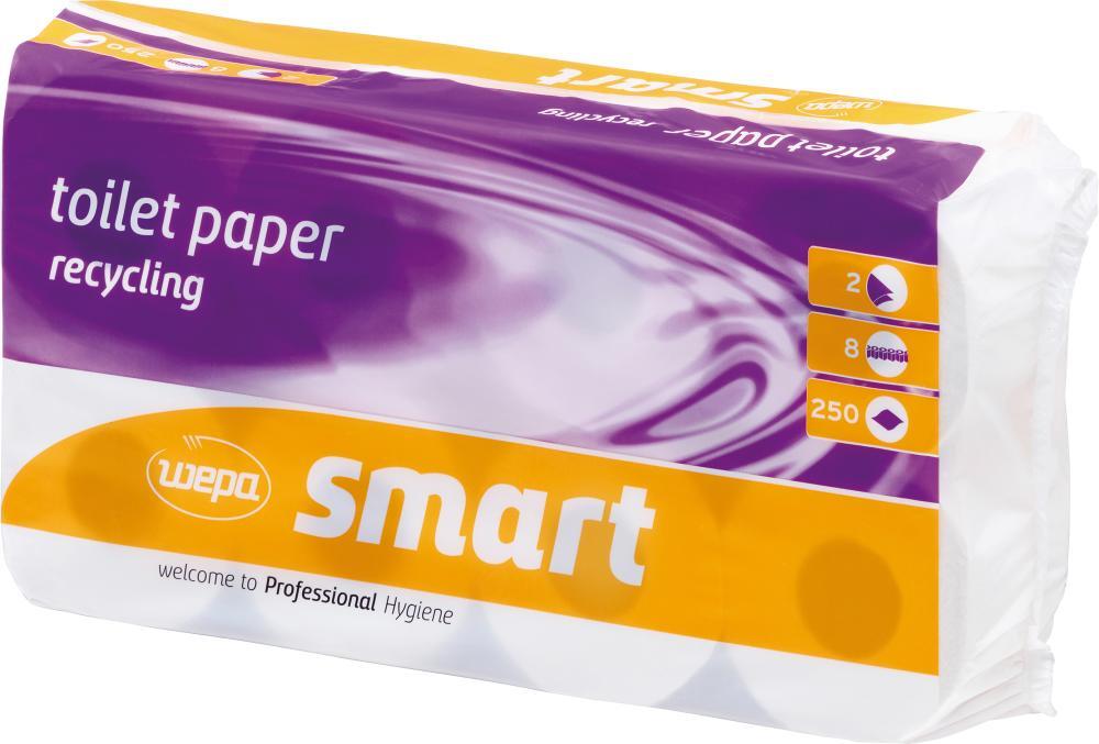 Bild von Satino Toilettenpapier 2-lagig - 250 Blatt je Klorolle – Made in Germany – Klopapier aus 100% Recyclingpapier – weiß - 64 Rollen